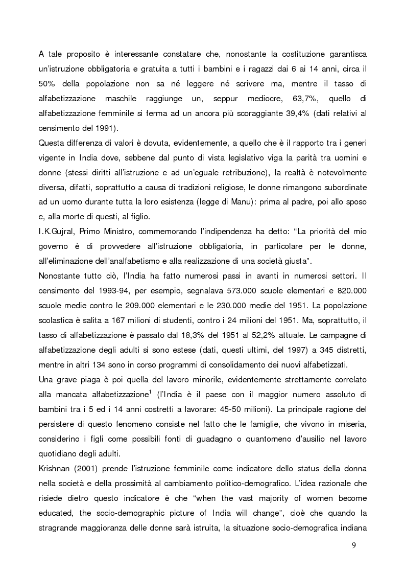 Anteprima della tesi: La questione demografica indiana: salute sessuale e riproduttiva e strategie di diffusione dell'informazione, Pagina 5