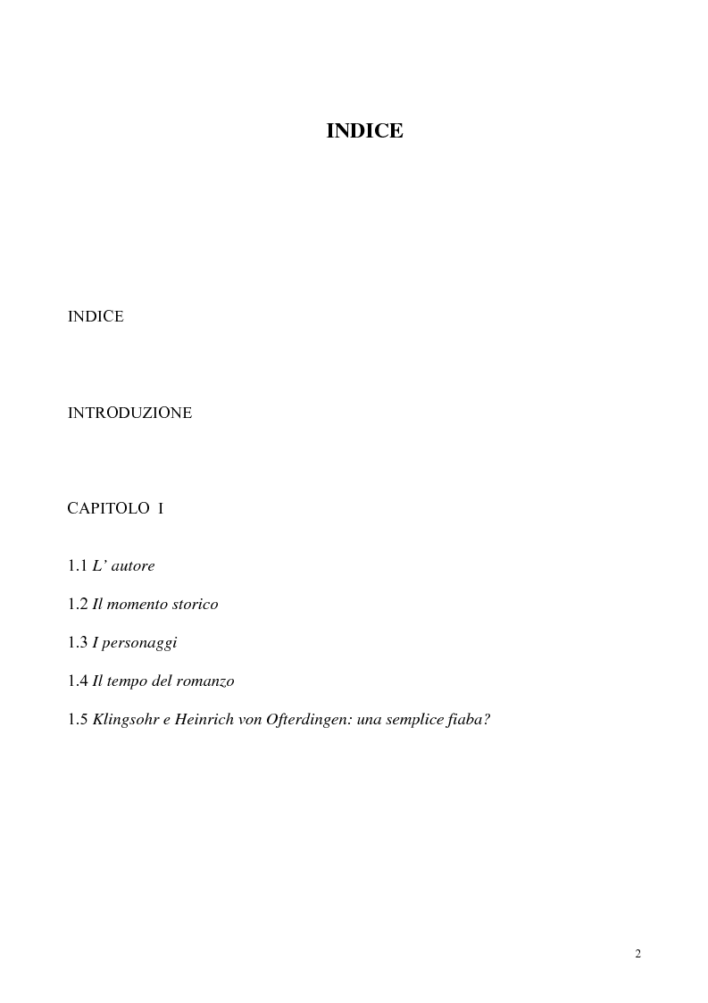 Indice della tesi: NOVALIS- Il maestro e i discepoli - Un cammino verso il tempio, Pagina 1