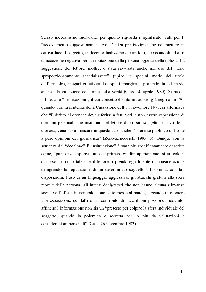 Anteprima della tesi: La diffamazione a mezzo stampa. Problemi e prospettive legislative, Pagina 12