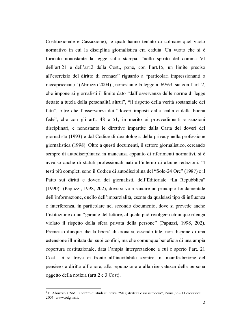 Anteprima della tesi: La diffamazione a mezzo stampa. Problemi e prospettive legislative, Pagina 4