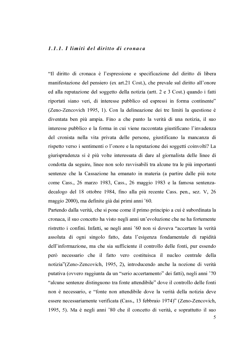 Anteprima della tesi: La diffamazione a mezzo stampa. Problemi e prospettive legislative, Pagina 7
