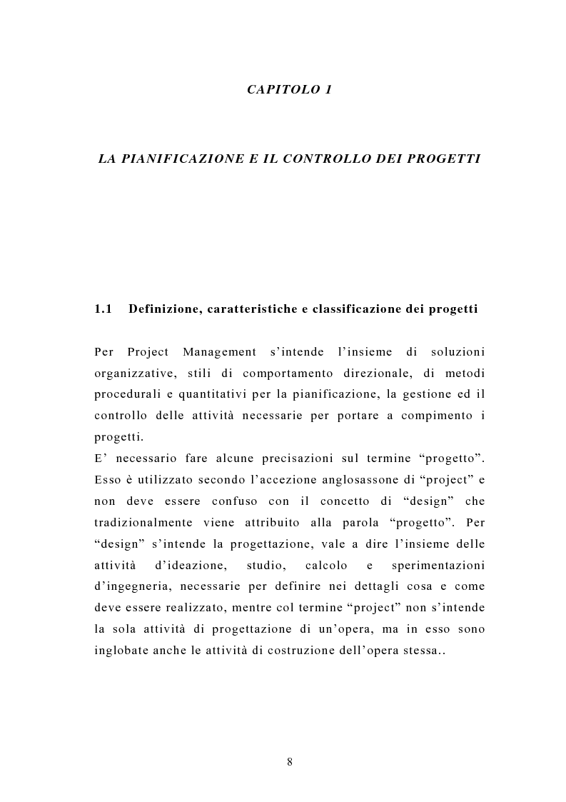 Anteprima della tesi: La pianificazione e il controllo dei grandi progetti. Il caso di un'impresa operante nel settore dell'impiantistica., Pagina 6