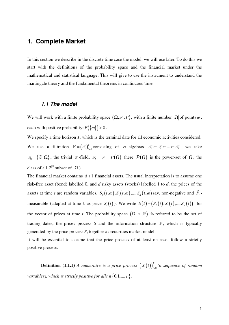 Anteprima della tesi: Valuation in Incomplete Markets, Pagina 3