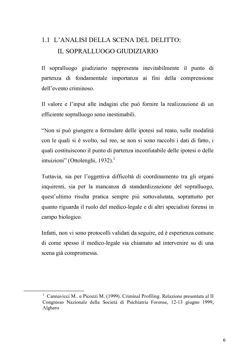 Anteprima della tesi: Dall'analisi della scena del delitto al profilo psicologico del criminale, Pagina 3