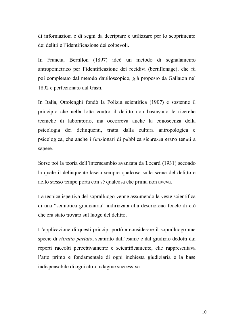 Anteprima della tesi: Dall'analisi della scena del delitto al profilo psicologico del criminale, Pagina 7