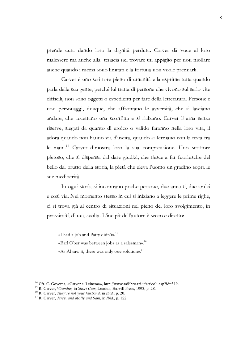 Anteprima della tesi: Dalle parole alle immagini: Robert Altman interpreta Raymond Carver, Pagina 8