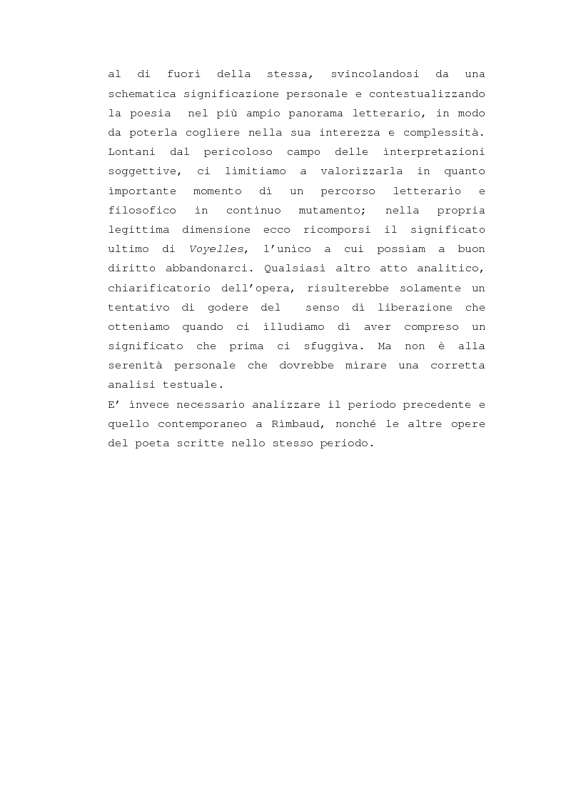 Anteprima della tesi: Il "dereglement" della simbolizzazione: interpretazione analitica della poesia Le Vocali di Rimbaud, Pagina 10