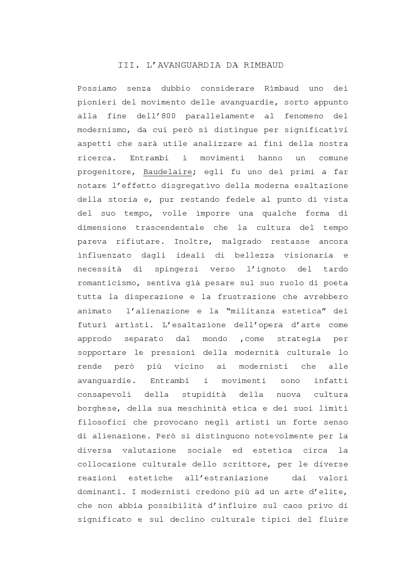 Anteprima della tesi: Il "dereglement" della simbolizzazione: interpretazione analitica della poesia Le Vocali di Rimbaud, Pagina 11