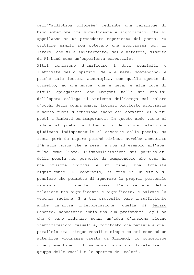 Anteprima della tesi: Il "dereglement" della simbolizzazione: interpretazione analitica della poesia Le Vocali di Rimbaud, Pagina 4