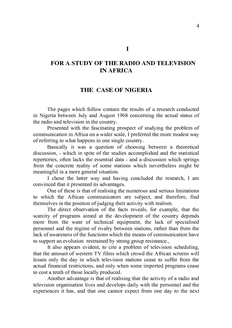 Anteprima della tesi: Toward a Study of Radio and Television in Africa. The Case of Nigeria, Pagina 2