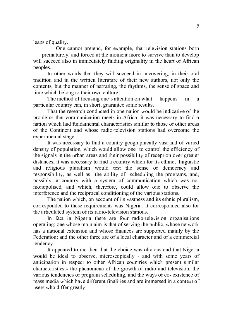 Anteprima della tesi: Toward a Study of Radio and Television in Africa. The Case of Nigeria, Pagina 3