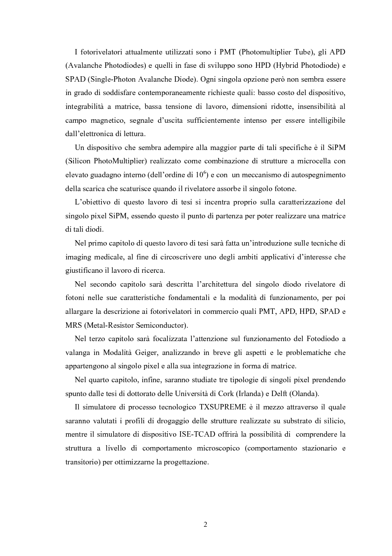 Anteprima della tesi: Studio di rivelatori a conteggio di fotoni per applicazioni medicali, Pagina 2