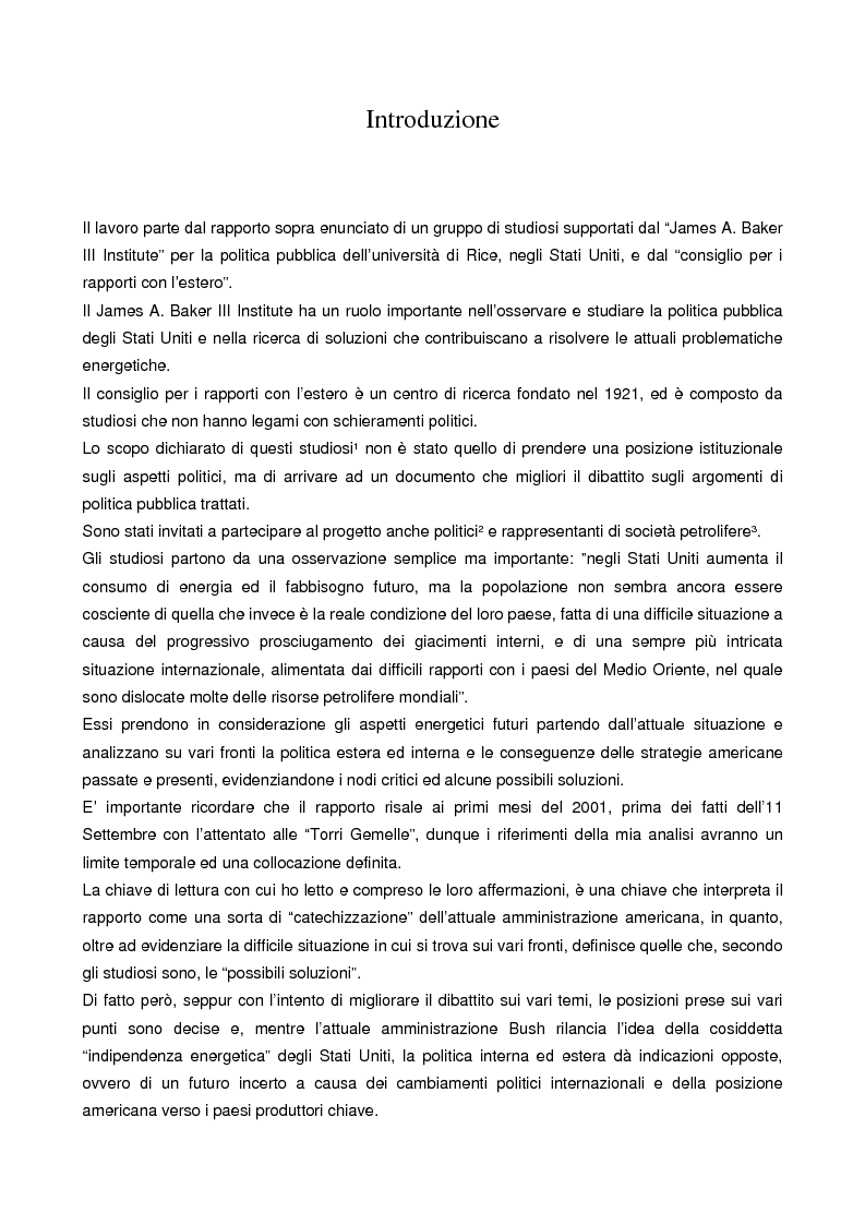 Anteprima della tesi: Le strategie energetiche degli U.S.A.: risorse, innovazioni tecnologiche e prospettive future, Pagina 3