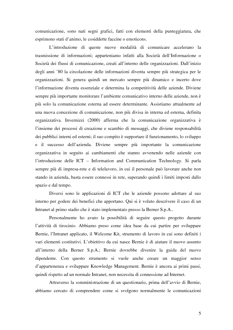 Anteprima della tesi: Nuove tecnologie e comunicazione organizzativa: il caso Bernie., Pagina 2