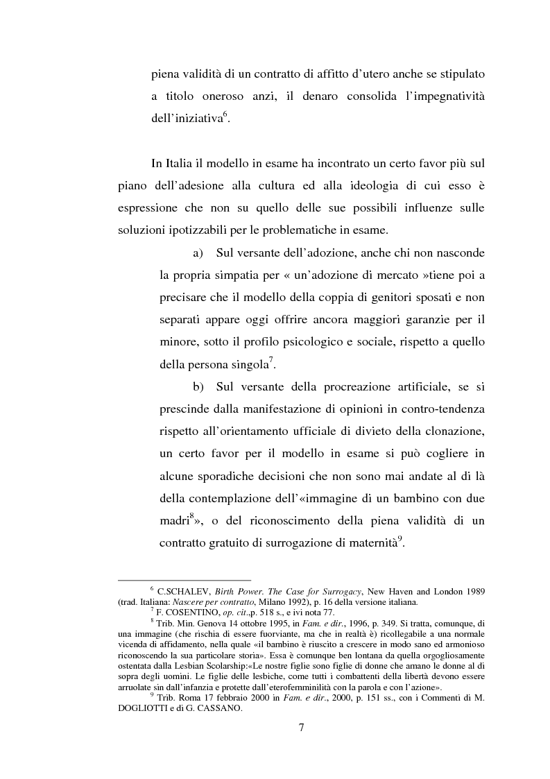 Anteprima della tesi: Adozione e fecondazione artificiale: presupposti e conseguenze del rapporto di filiazione, Pagina 5