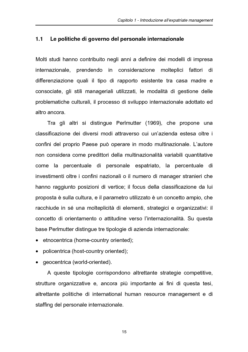 Anteprima della tesi: Una fase critica dell'expatriate management: il rientro, Pagina 10