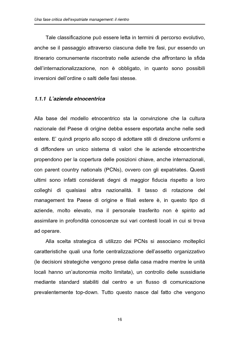 Anteprima della tesi: Una fase critica dell'expatriate management: il rientro, Pagina 11