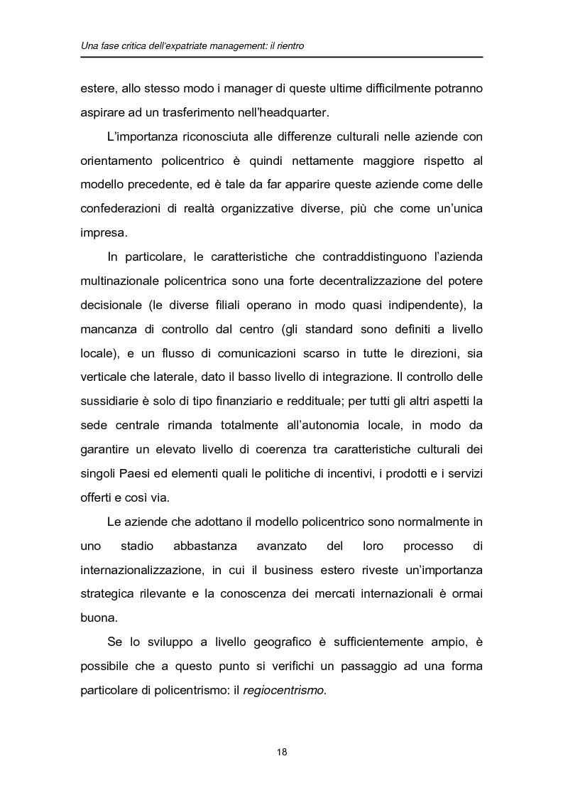 Anteprima della tesi: Una fase critica dell'expatriate management: il rientro, Pagina 13
