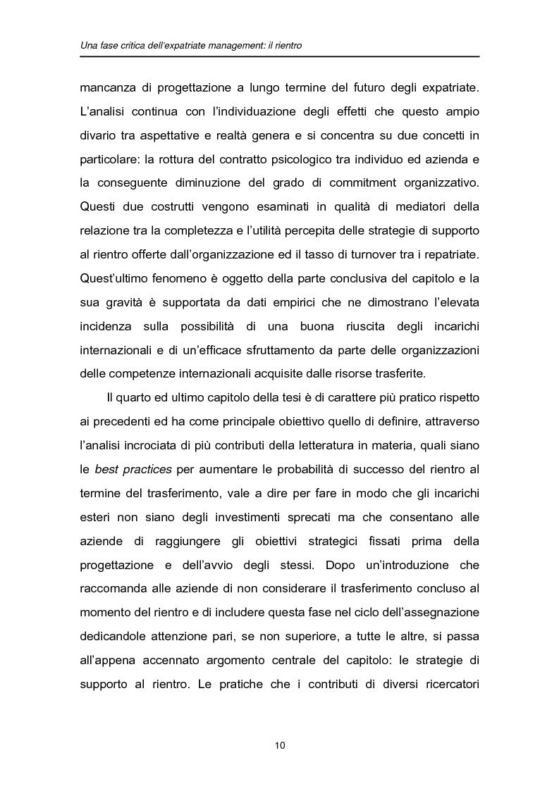 Anteprima della tesi: Una fase critica dell'expatriate management: il rientro, Pagina 5