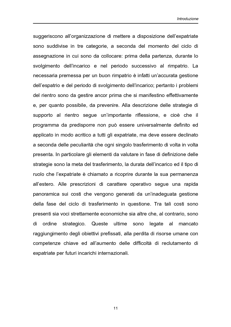 Anteprima della tesi: Una fase critica dell'expatriate management: il rientro, Pagina 6