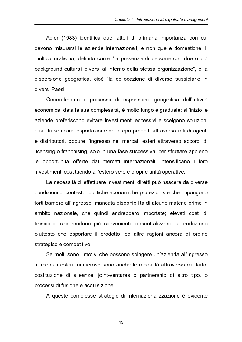 Anteprima della tesi: Una fase critica dell'expatriate management: il rientro, Pagina 8