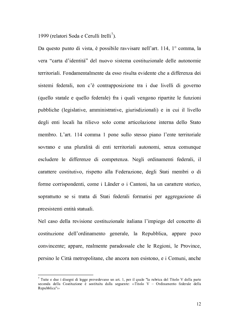 Anteprima della tesi: Il potere statutario degli enti locali alla luce delle novità introdotte dalla riforma del Titolo V della Costituzione., Pagina 10