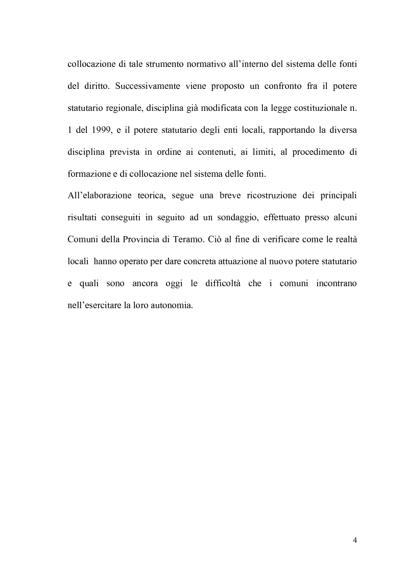 Anteprima della tesi: Il potere statutario degli enti locali alla luce delle novità introdotte dalla riforma del Titolo V della Costituzione., Pagina 2
