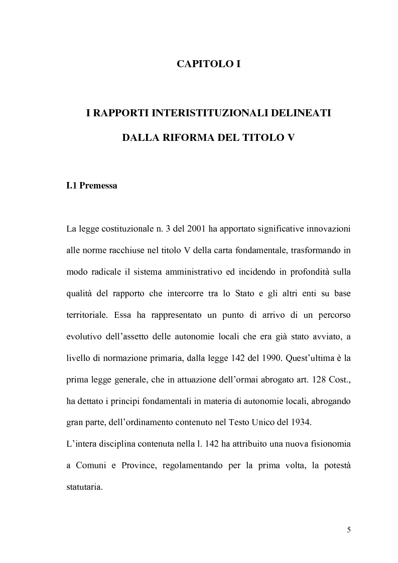 Anteprima della tesi: Il potere statutario degli enti locali alla luce delle novità introdotte dalla riforma del Titolo V della Costituzione., Pagina 3