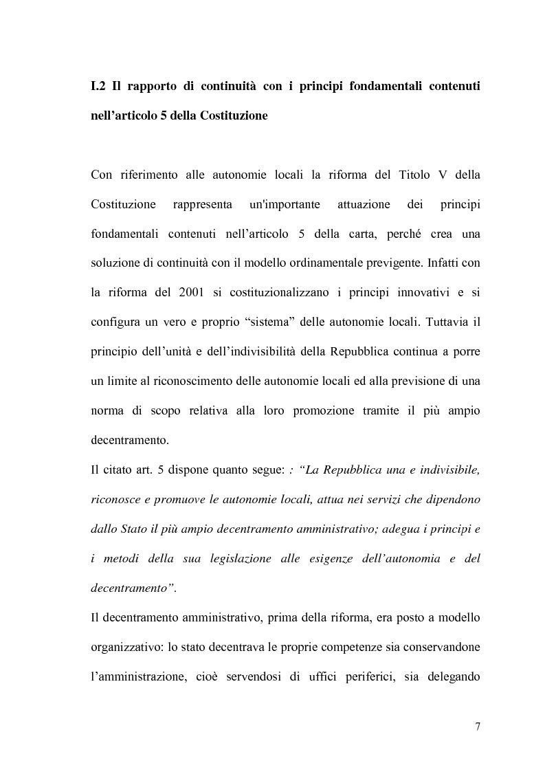 Anteprima della tesi: Il potere statutario degli enti locali alla luce delle novità introdotte dalla riforma del Titolo V della Costituzione., Pagina 5