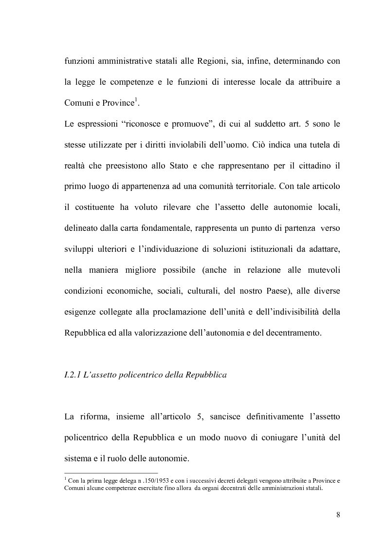 Anteprima della tesi: Il potere statutario degli enti locali alla luce delle novità introdotte dalla riforma del Titolo V della Costituzione., Pagina 6