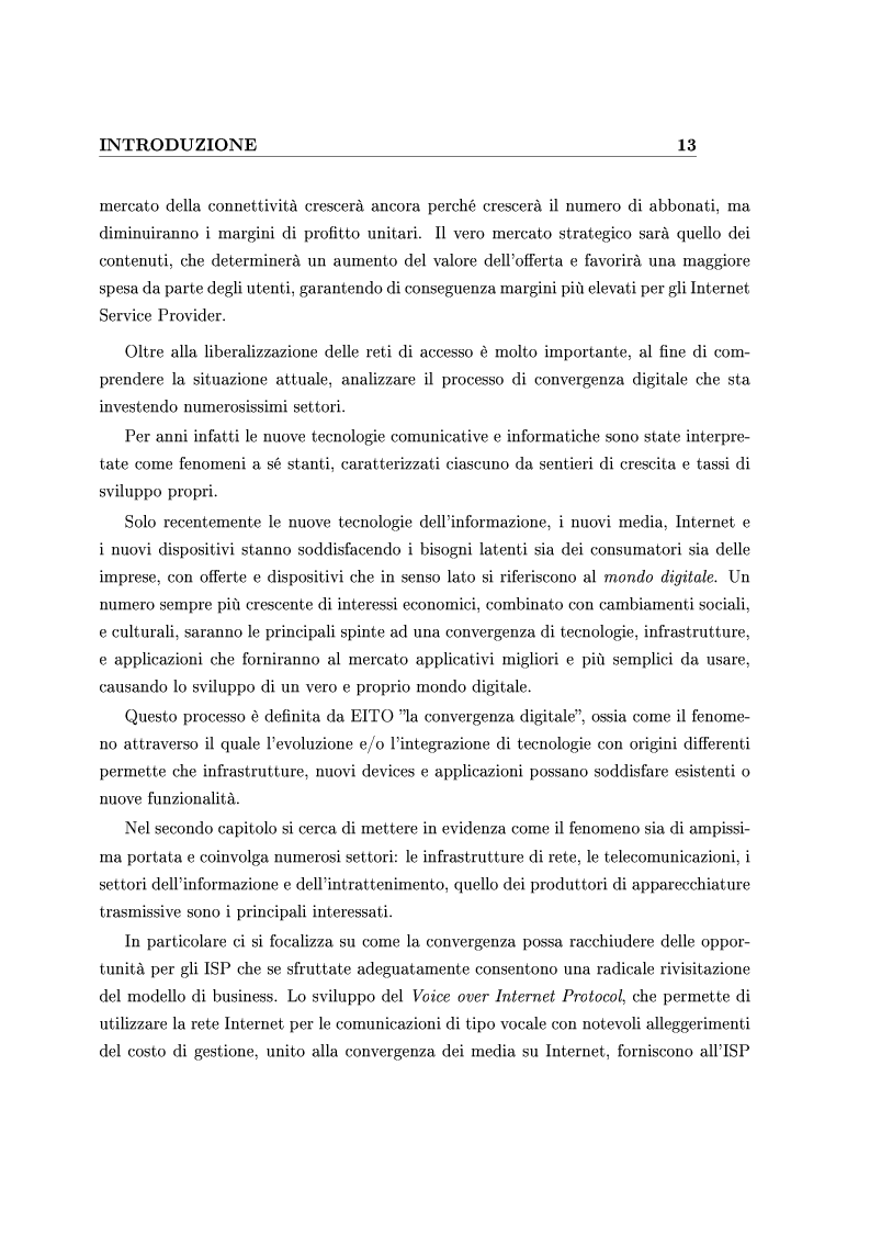 Anteprima della tesi: Le Strategie competitive degli ISP nel BroadBand nella fase di consolidamento del mercato. Un'analisi di scenario, Pagina 3