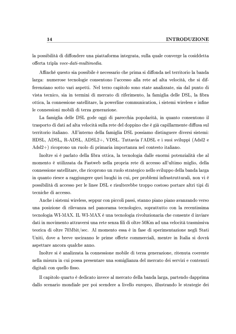 Anteprima della tesi: Le Strategie competitive degli ISP nel BroadBand nella fase di consolidamento del mercato. Un'analisi di scenario, Pagina 4