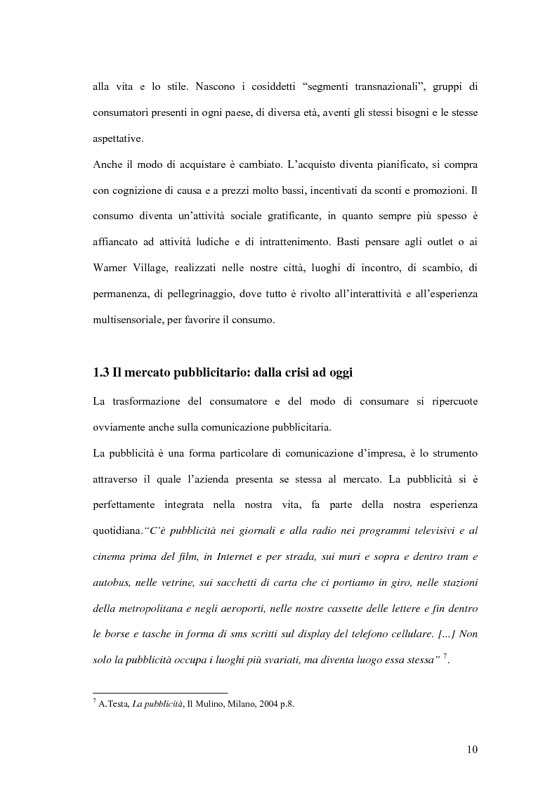 Anteprima della tesi: Nuove forme di comunicazione pubblicitaria su mezzi non tradizionali, Pagina 7