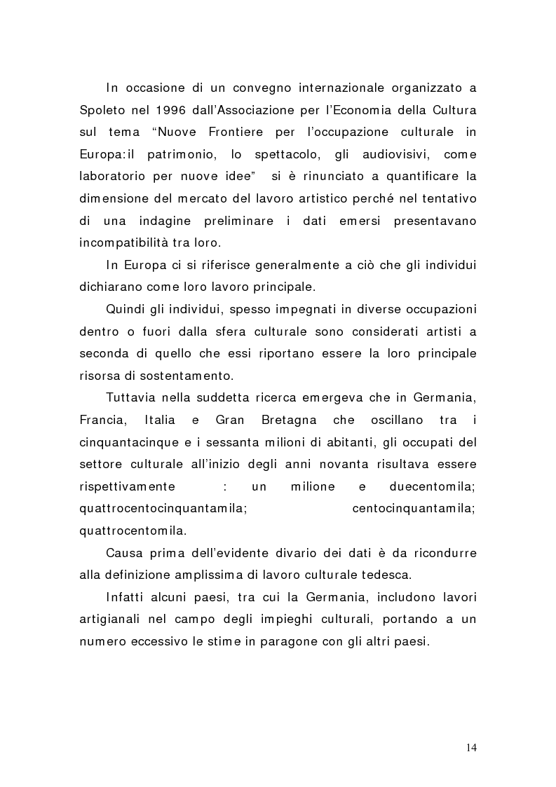 Anteprima della tesi: Artisti e mercati del lavoro: dinamiche occupazionali, Pagina 10