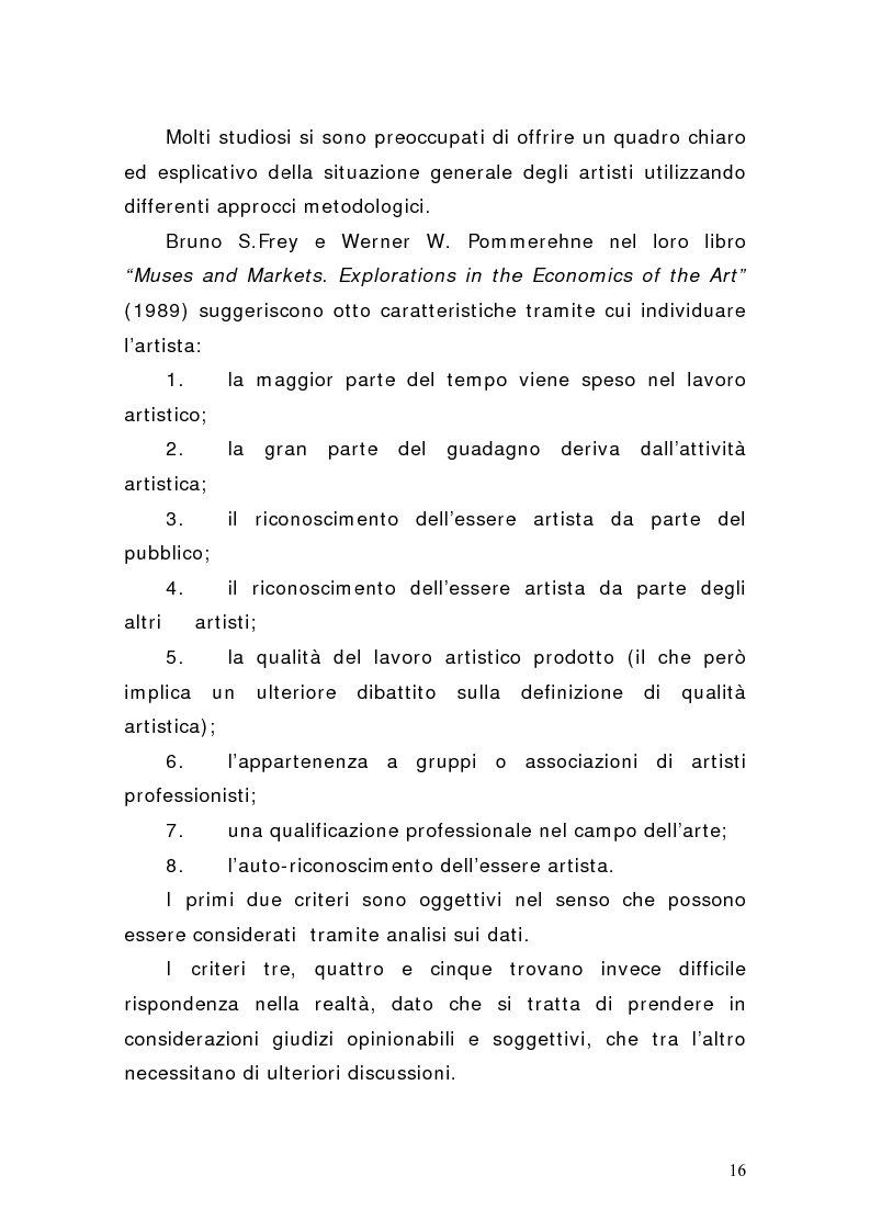 Anteprima della tesi: Artisti e mercati del lavoro: dinamiche occupazionali, Pagina 12