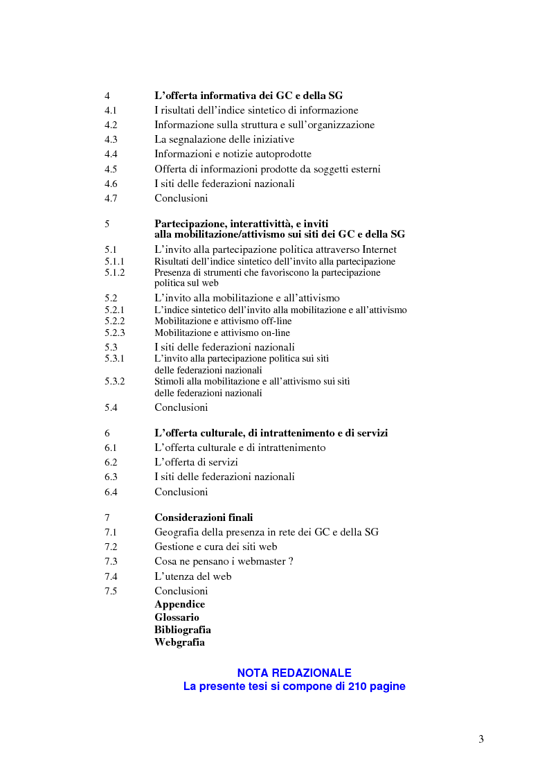 Indice della tesi: I giovani di sinistra online, Pagina 2