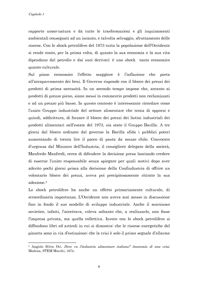 Anteprima della tesi: Crisi economica, strategie aziendali e comunicative: il caso Barilla (1973-1985), Pagina 9