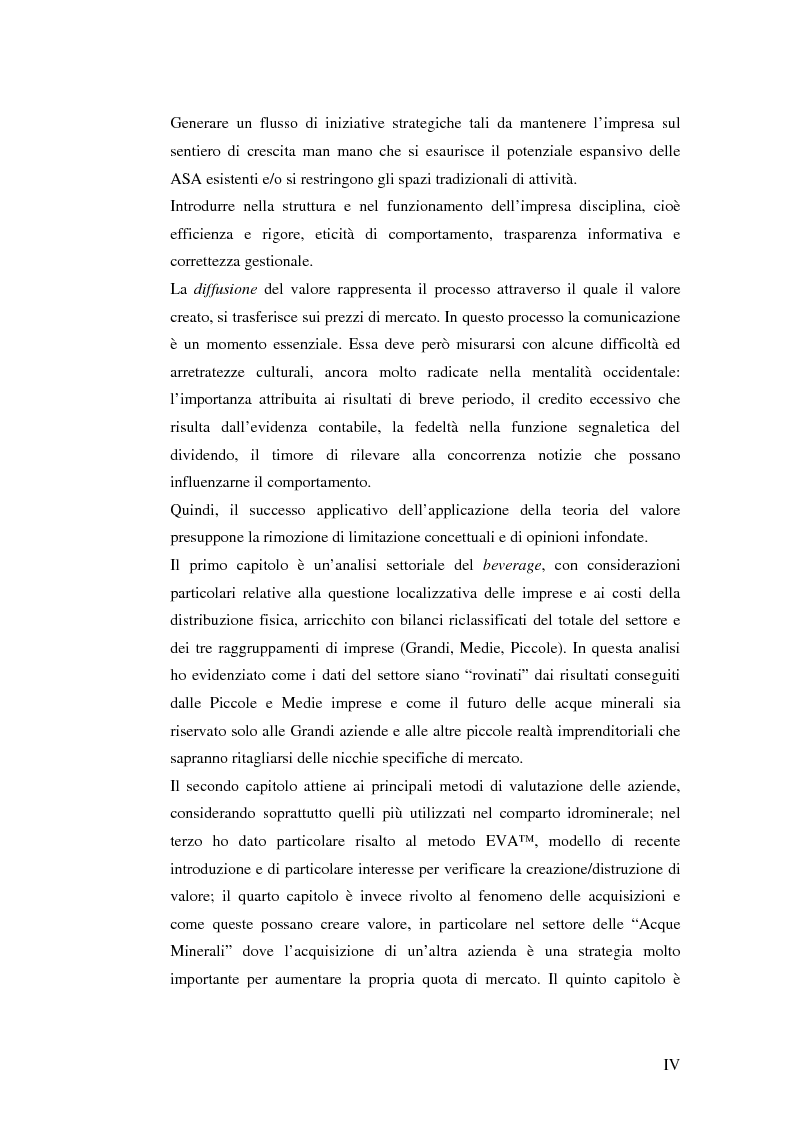 Anteprima della tesi: Creazione di Valore nel Settore delle Acque Minerali: il caso San Benedetto S.P.A., Pagina 4