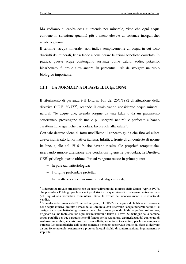 Anteprima della tesi: Creazione di Valore nel Settore delle Acque Minerali: il caso San Benedetto S.P.A., Pagina 7