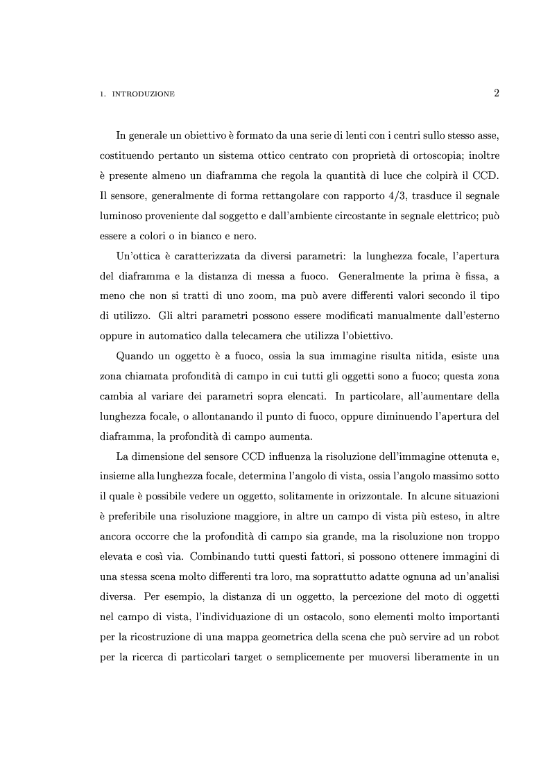 Anteprima della tesi: Interfaccia software per l'analisi e la verifica sperimentale delle componenti ottiche di sistemi di visione robotici, Pagina 2