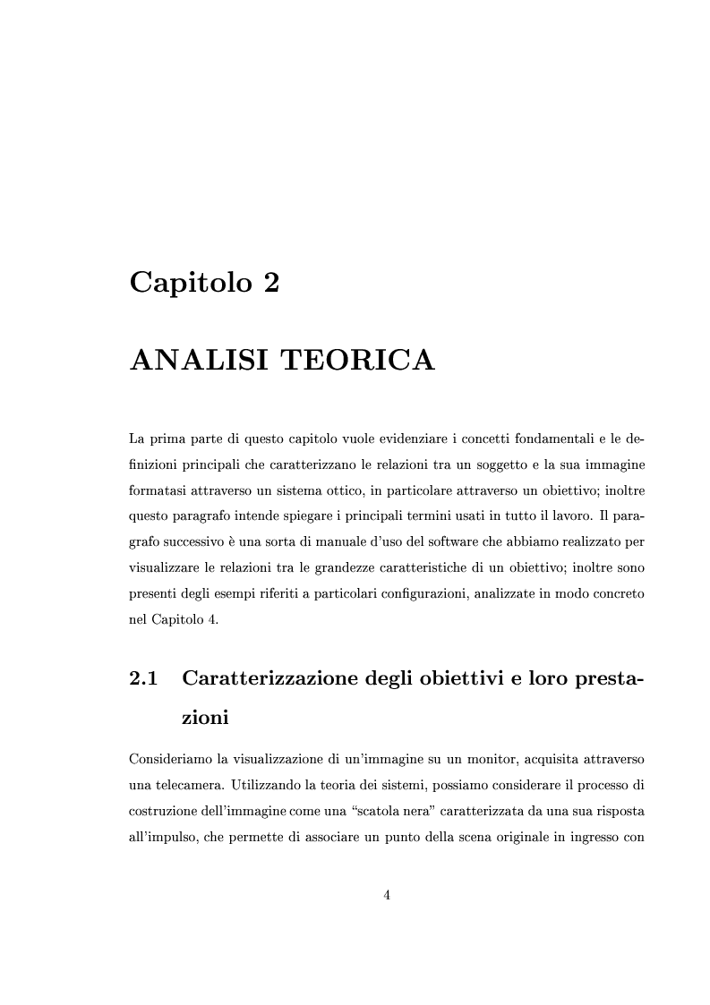 Anteprima della tesi: Interfaccia software per l'analisi e la verifica sperimentale delle componenti ottiche di sistemi di visione robotici, Pagina 4