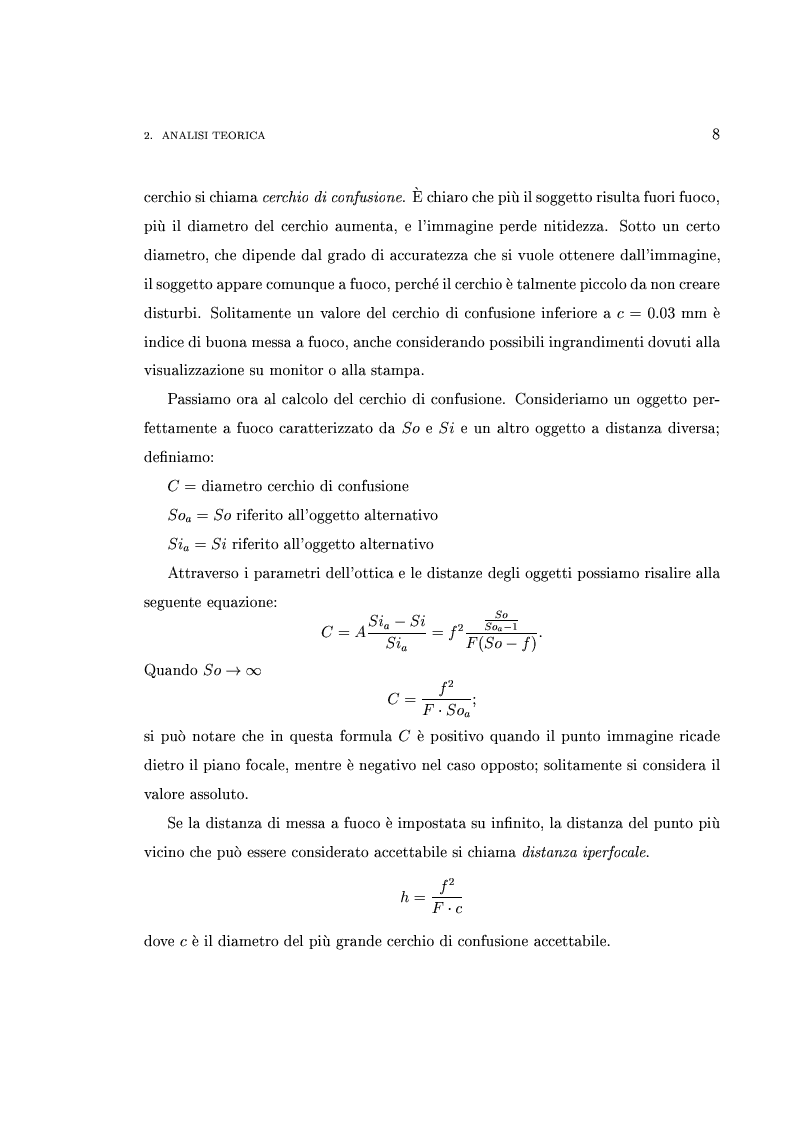 Anteprima della tesi: Interfaccia software per l'analisi e la verifica sperimentale delle componenti ottiche di sistemi di visione robotici, Pagina 8