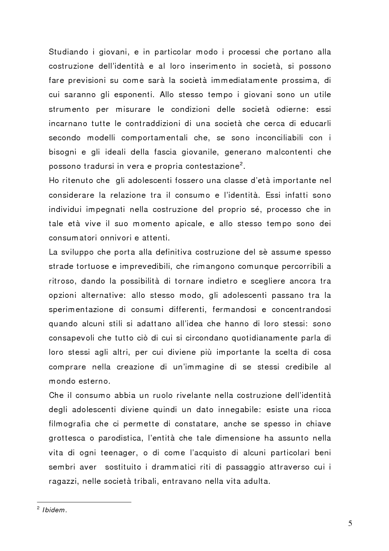 Anteprima della tesi: Tra conformismo e innovazione: il ruolo del consumo nella costruzione dell'identità negli adolescenti, Pagina 2