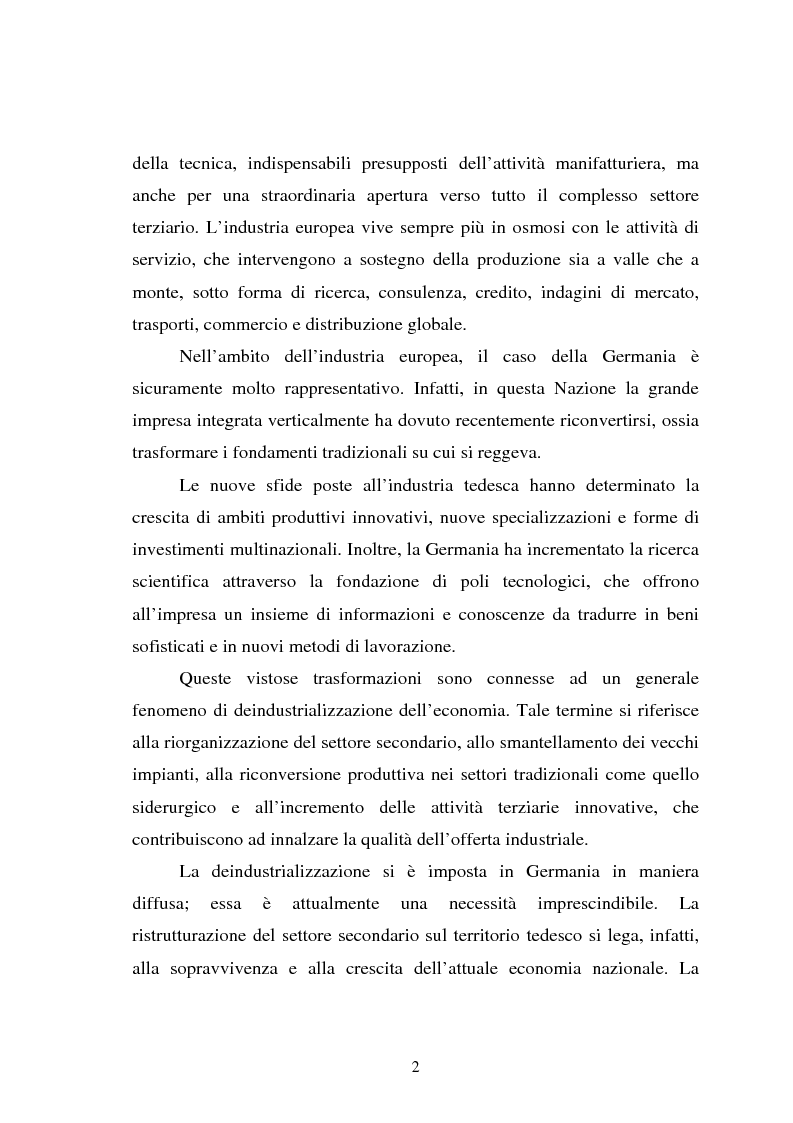 Anteprima della tesi: Il fenomeno della deindustrializzazione in Germania: ipotesi di riconversione funzionale a Duisburg e Düsseldorf, Pagina 2