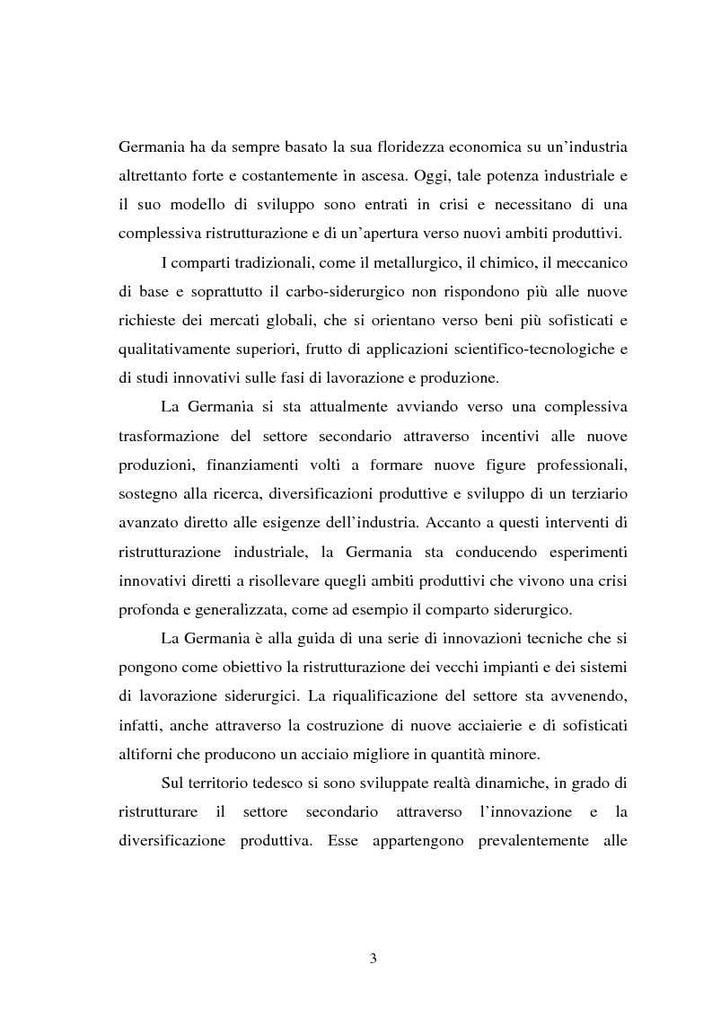 Anteprima della tesi: Il fenomeno della deindustrializzazione in Germania: ipotesi di riconversione funzionale a Duisburg e Düsseldorf, Pagina 3