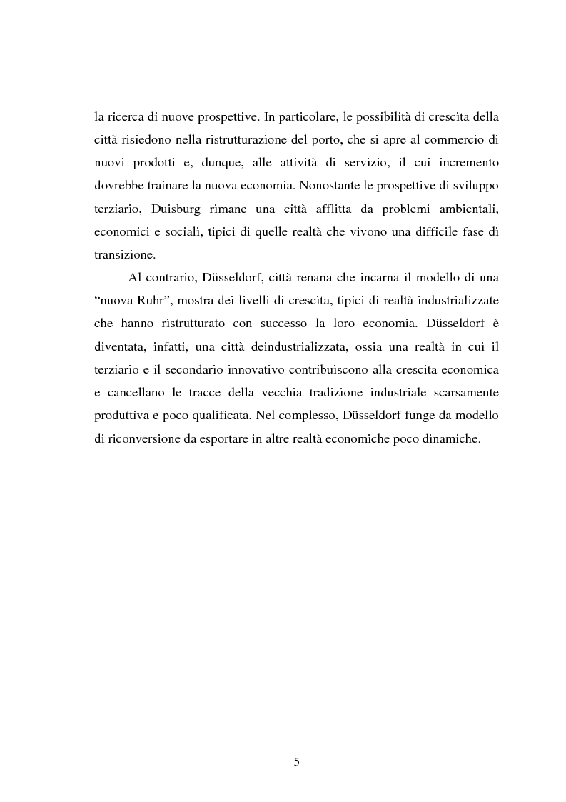 Anteprima della tesi: Il fenomeno della deindustrializzazione in Germania: ipotesi di riconversione funzionale a Duisburg e Düsseldorf, Pagina 5