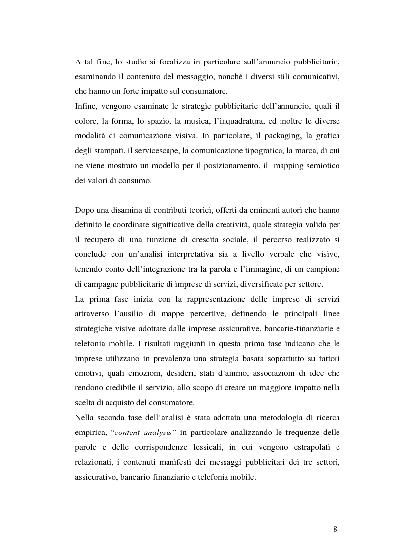Anteprima della tesi: La comunicazione pubblicitaria delle imprese di servizi, Pagina 4