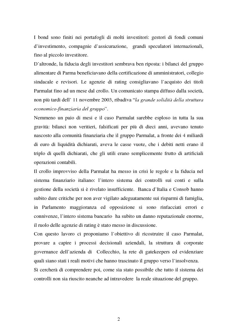 Anteprima della tesi: Il fallimento del sistema dei controlli interni ed esterni nel caso Parmalat, Pagina 2