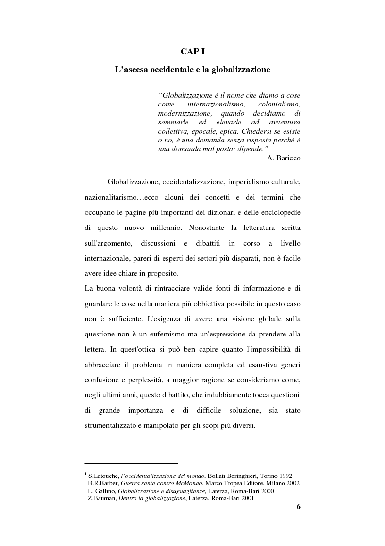 Anteprima della tesi: Globalizzazione e occidentalizzazione del mondo. Problemi e interpretazioni, Pagina 4