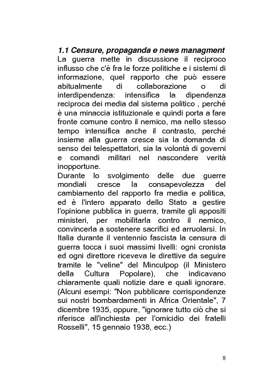 Anteprima della tesi: Giornalismo di guerra: tecniche, evoluzioni, analisi, Pagina 7